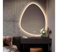 Decmiroor Asimmetrico Specchio Bagno Led, Specchio Cosmetico con Luce, Retroilluminato Specchio da Parete Irregolare, 3 Temperature Colore, Facile da Installare(47 * 29inch)