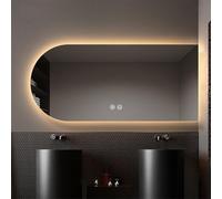 Decmiroor Asimmetrico Specchio da Parete per Bagno, Anti-Appannamento Specchio Bagno con Illuminazione LED, Regolabile Tricolore, Interruttore Tattile, 120/130cm(Right cut,L32 xW20)