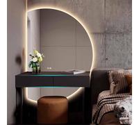 Decmiroor Dimmerabile Specchio da Bagno Parete con Illuminazione, 130cm Mezza Luna Specchio Cosmetico Anti-Nebbia, 120cm Semicerchio Specchio a Figura Intera(Right half,39x28inch)