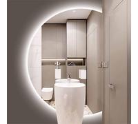 Decmiroor Intelligente Specchio da Bagno Anti-Nebbia 120/130 cm Mezza Luna LED Specchio Illuminato a Figura Intera, Dimmerabile Retroilluminato 3 Colori, Montato a Parete(Left,110x70cm)