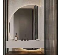 Decmiroor LED Specchio a Figura Intera a Mezza Luna, Anti-Nebbia Specchio da Bagno Montato a Parete con Illuminazione, 3 Colori Dimmerabile, Interruttore Tattile(Left,51x35inch)