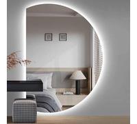 Decmiroor LED Specchio da Bagno Semicerchio, Grand Specchio Cosmetico da Parete con Luci 3 Colori Dimmerabile, Anti-Appannamento, Retroilluminato Specchio Decorativo(Leftcut,100 * 70cm)