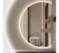 Decmiroor LED Specchio da Bagno Semicerchio, Grand Specchio Cosmetico da Parete con Luci 3 Colori Dimmerabile, Anti-Appannamento, Retroilluminato Specchio Decorativo(Rightcut,120 * 80cm)