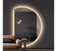 Decmiroor LED Specchio Vanity da Bagno, Irregolare Semicerchio Specchietti Decorativi da Parete 130 * 90 CM, Antiappannamento Dimmerabile 3 Temperature di Colore(Leftcut,47"x32")