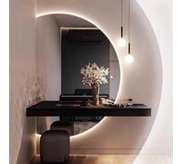 Decmiroor Mezza Luna Specchio LED a 3 Colori, 130cm Specchio Bagno a Figura Intera con Luci Dimmerabile, Antiappannamento, Interruttore Tattile, Montaggio a Parete, Semicerchio(Right semicircle,47")