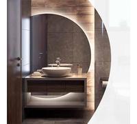 Decmiroor Mezza Luna Specchio Vanity Bagno con Illuminazione a LED, Semicerchio Specchio a Figura Intera da Parete, Dimmerabile Antiappannamento Retroilluminato, Controllo Tattile(Right,28 * 43in)