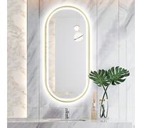 Decmiroor Ovale Specchio da Bagno a LED da Parete, Intelligente Specchio da Trucco Illuminato, 3 Colori di Luce, Anti-Nebbia, Interruttore Tattile, Antideflagrante(Gold,40 * 24in)