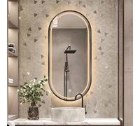 Decmiroor Ovale Specchio da Bagno a LED da Parete, Intelligente Specchio da Trucco Illuminato, 3 Colori di Luce, Anti-Nebbia, Interruttore Tattile, Antideflagrante(Black,51 * 32in)