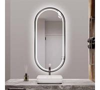 Decmiroor Ovale Specchio da Bagno Anti-Nebbia, Specchio da Trucco Illuminato a LED, Montato a Parete, 3 Temperature di Colore Regolabile, Cornice in Metallo(Black,32 * 20inch)
