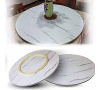 Decmiroor Piatto da Portata Girevole a 360º, 50-100 cm Rotondo Piatto Girevole in Legno per Tavolo da Pranzo, Vassoio da Portata Rotante, per Condividere Facilmente Il Cibo(White Marble,39"/100cm)