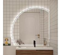 Decmiroor Semicerchio Specchio da Bagno da Parete 90cm con Illuminazione 3 Colori LED Specchio da Trucco Dimmerabile Antiappannamento Controllo Tattile 100/110cm(Left,110cm)