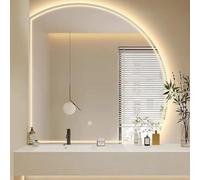 Decmiroor Semicerchio Specchio da Bagno da Parete 90cm con Illuminazione 3 Colori LED Specchio da Trucco Dimmerabile Antiappannamento Controllo Tattile 100/110cm(Right,80cm)