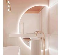Decmiroor Semicerchio Specchio da Bagno da Parete con LED Luce, Grand Irregolare Specchio Cosmetico, Dimmerabile Retroilluminato, Anti Nebbia Intelligente, Controllo Tattile(Left circle,47")