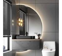 Decmiroor Semicerchio Specchio da Bagno da Parete con LED Luce, Grand Irregolare Specchio Cosmetico, Dimmerabile Retroilluminato, Anti Nebbia Intelligente, Controllo Tattile(Right circle,43")