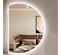 Decmiroor Semicerchio Specchio Vanity Bagno 130cm con Luci LED, Anti-Nebbia Specchio da Parete Illuminato con Touch, Dimmerabile Specchio a Figura Intera(Left Cut,47"x32")