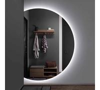 Decmiroor Semicircolare Specchio Bagno da Parete 3 Colori Dimmerabile Illuminato Specchio Cosmetico 130cm Mezza Luna Specchio a Figura Intera con Antiappannamento(Right,39"x28")