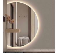 Decmiroor Specchio a Figura Intera a Mezza Luna, 3 Colori Illuminato Specchio da Bagno da Parete for Trucco, Dimmerabile Anti-Appannamento, Semicerchio(Leftcut,51"*35")