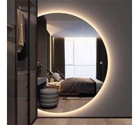 Decmiroor Specchio a LED Mezza Luna Moderno for Bagno, 120/130cm Semicerchio Specchietti Retroilluminato da Parete Dimmerabile Illuminazione Elegante, Anti-Appannamento(Right,43"x28")