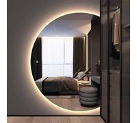 Decmiroor Specchio a LED Mezza Luna Moderno for Bagno, 120/130cm Semicerchio Specchietti Retroilluminato da Parete Dimmerabile Illuminazione Elegante, Anti-Appannamento(Left,51"x35")