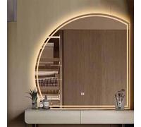 Decmiroor Specchio a Semicerchio 110 * 110cm, Specchio da Bagno a LED da Parete con Fronte e Retroilluminato, 3 Colori Dimmerabili Specchietti da Trucco, Anti-Nebbia(Rightcut,90cm/36in)