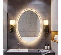 Decmiroor Specchio Bagno 70x90cm Specchio Ovale Illuminato a LED Anti-Nebbia Specchio Cosmetico a Parete Temperatura di 3 Colore Regolabile Interruttore Tattile(28 * 20in/70 * 50cm)