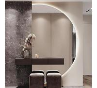 Decmiroor Specchio Bagno Anti-Appannamento, Semicerchio Specchio Trucco Illuminato da Parete, 3 Colori di Luce Dimmerabile, Intelligente Interruttore Touch, for Ingresso Soggiorno(Right,39inch)