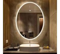 Decmiroor Specchio Bagno con Illuminazione a LED 70x90 cm Ovale Specchio da Bagno da Parete con Anti-Nebbia Temperatura di Colore Regolabile per Rasatura Trucco(Backlit,20 * 28inch)