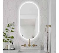 Decmiroor Specchio Bagno da Parete a LED per Bagno, Specchio Cosmetico con Illuminazione Dimmerabile, 80x130cm Ovale, 3 Colori Retroilluminato, Anti-Nebbia, Controllo Tattile(Vertical,90x60cm)