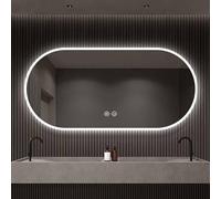 Decmiroor Specchio Bagno da Parete a LED per Bagno, Specchio Cosmetico con Illuminazione Dimmerabile, 80x130cm Ovale, 3 Colori Retroilluminato, Anti-Nebbia, Controllo Tattile(Horizontal,120x60cm)