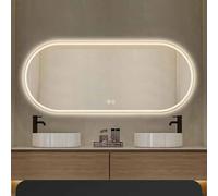 Decmiroor Specchio Bagno da Trucco da Parete con Luce, Temperatura di 3 Colore Regolabile, Anti-Nebbia, Interruttore Tattile, Ovale Specchio Decorativo senza Cornice(Horizontal,120x60cm)