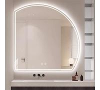 Decmiroor Specchio Bagno Illuminato, Specchio Cosmetico a LED a Semicerchio da Parete, 3 Colori di Luce Regolabile, Anti Nebbia, Taglio Sinistro/Destro(RIGHT,31x31in)