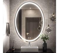 Decmiroor Specchio Bagno LED 100x75cm Ovale Specchio da Parete con Luce Regolabile 3000-6000K Specchio Retroilluminato Specchio Anti-Nebbia per Doccia Rasatura Trucco(Front light,24 * 16in)