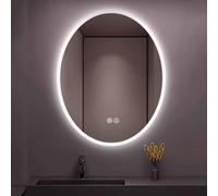 Decmiroor Specchio Bagno Ovale con Luce, 70/80/90cm Specchio da Bagno Dimmerabile LED Specchio Cosmetico, Luce a 3 Temperature e Antiappannamento, Montato a Parete(Frosted edge,32"x24")