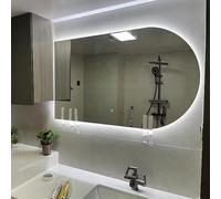 Decmiroor Specchio Cosmetico da Bagno con Illuminazione a LED, 120/130cm Asimmetrico Specchi Decorativi da Parete, Retroilluminato Dimmerabile e Anti-Nebbia, Controllo Tattile(Cut left,40in*24in)