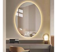Decmiroor Specchio Cosmetico da Parete da Ovale 60-100cm Specchio da Bagno Illuminato a LED Specchi Decorativi Retroilluminato di 3 Colori Regolabile, Antiappannamento(Backlit,32 * 24in)