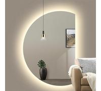 Decmiroor Specchio Cosmetico Illuminato LED, Specchio da Bagno Anti-Nebbia, Dimmerabile 3 Colori Specchio a Figura Intera Decorativo, Semicerchio Irregolare 130 * 90CM(Rightcut,70x110cm)