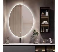 Decmiroor Specchio da Bagno a Forma di Goccia d'Acqua, Specchio da Trucco a LED Irregolare, Specchietti Decorativo Retroilluminato, 3 Temperature di Colore(29.5" Wx39.4L)