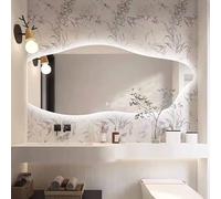 Decmiroor Specchio da Bagno a Forma di Nuvola Irregolare con Luci LED, 120 * 60 cm Asimmetrico Specchio da Parete senza Cornice, 3 Colori di Luce Dimmerabile, Anti-Nebbia(Leftcut,120 * 60cm)