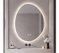 Decmiroor Specchio da Bagno a Goccia, Specchio da Parete Illuminato Irregolare, Specchio Cosmetico a LED Intelligente, 6000K-4000K-3000K Dimmerabile, Anti Nebbia(29 * 47in)