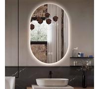 Decmiroor Specchio da Bagno a LED, 120x70cm Ovale Specchio Cosmetico a Parete Ovale con Illuminazione Dimmerabile, 3 Colori Retroilluminato, Controllo Tattile, per Bagno e Doccia(28"x48")