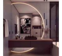 Decmiroor Specchio da Bagno a LED 130CM Semicerchio Specchietti Decorativo da Parete con Dimmerabile 3 Temperature di Colore e Anti-Appannamento Mezza Luna(Right-47)