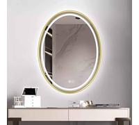 Decmiroor Specchio da Bagno a LED, 70 * 90 cm Ovale Specchio Illuminato da Parete, Specchio da Trucco con Luce, Temperatura di Colore Regolabile, Antiappannamento(With Frame,28 * 36 inch/70 * 90 cm)