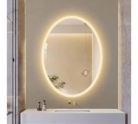 Decmiroor Specchio da Bagno a LED, 70 * 90 cm Ovale Specchio Illuminato da Parete, Specchio da Trucco con Luce, Temperatura di Colore Regolabile, Antiappannamento(Frameless,20 * 28 inch/50 * 70 cm)