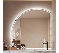 Decmiroor Specchio da Bagno a LED a Semicerchio Irregolare 110 * 110cm Specchietti Cosmetico da Parete con Luce Dimmerabile a 3 Colori, Anti-Appannamento, Interruttore Touch(LEFT,28in)
