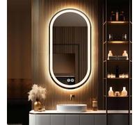 Decmiroor Specchio da Bagno a LED Ovale 120/130cm Specchio a Figura Intera da Parete Retroilluminato 3 Colori Regolabile Illuminazione, Anti-Nebbia(Frontlit,24"x40")
