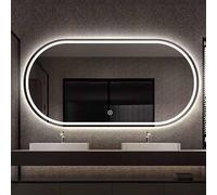 Decmiroor Specchio da Bagno con Illuminazione, Dimmerabile LED Specchio Cosmetico con Frontale Luce e Retroilluminato, Anti-Nebbia, Controllo Tattile, per Toletta Soggiorno(Horizontal,36x24in)
