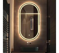Decmiroor Specchio da Bagno con Illuminazione, Dimmerabile LED Specchio Cosmetico con Frontale Luce e Retroilluminato, Anti-Nebbia, Controllo Tattile, per Toletta Soggiorno(Vertical,51x32in)