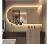 Decmiroor Specchio da Bagno Illuminato a LED, 3 Colori Dimmerabile Specchio Trucco Retroilluminato, 60 * 120cm 70 * 130cm Grande Specchio a Parete, Anti-Nebbia(Cut right,24 * 48in)