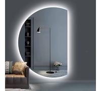 Decmiroor Specchio da Bagno Illuminato a LED, Semicerchio Specchio for Trucco da Parete, Intelligente HD, Regolabile Tricolore Luce, Anti-Appannamento, Interruttore Tattile, 120/130cm(Left circle,90x6