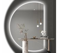 Decmiroor Specchio da Bagno Intelligente 130 cm Retroilluminato Specchio Illuminato a LED Semicerchio Specchio Cosmetico a Parete Antiappannamento Dimmerabile(Left half,28"*39")
